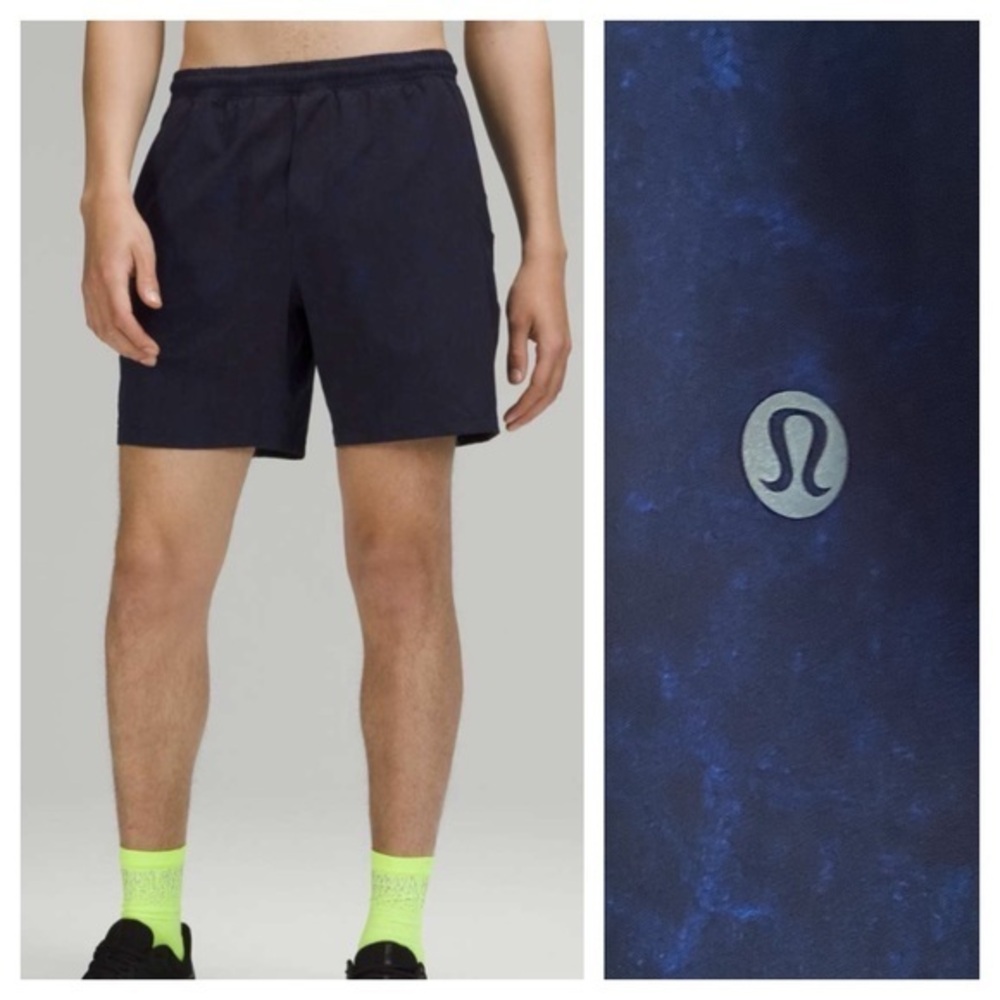 Lululemon Surge Linerless Short 6"' Gravel Dust True Navy Blue Multi Large